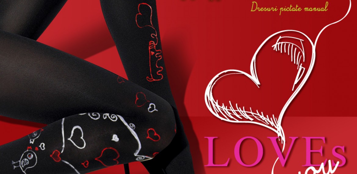 Ciorapi pictati cu inimi de Valentine’s Day