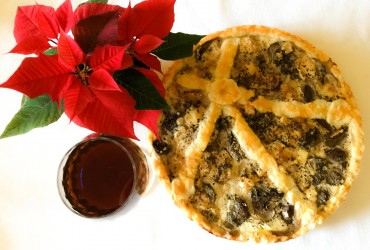 Festin gourmet pentru un 2017 savuros: tarta cu branza Brie si ciuperci champignon